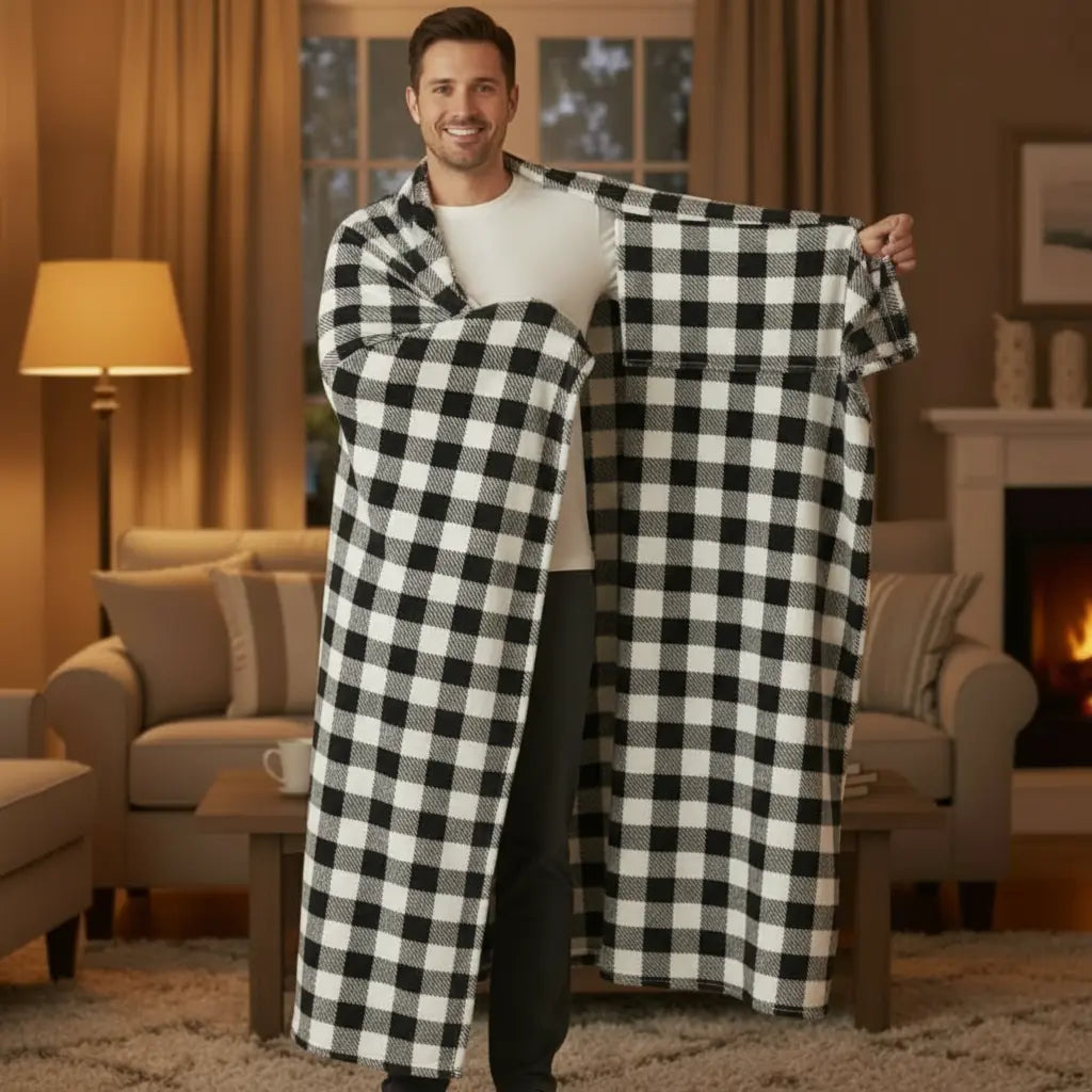 Plaid Poncho Manches piloopiloo