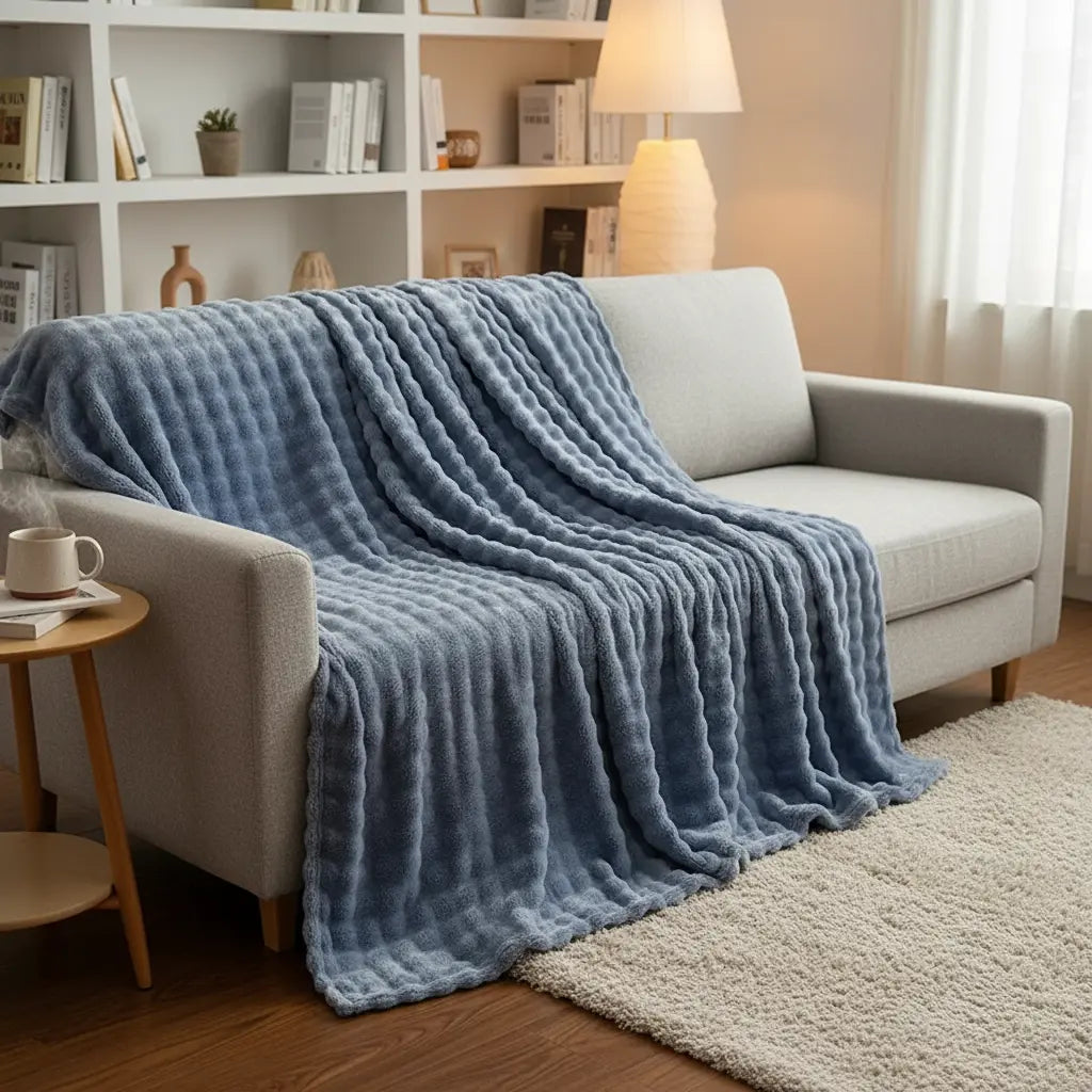 Plaid Pilou Pilou Bleu Glacier piloopiloo